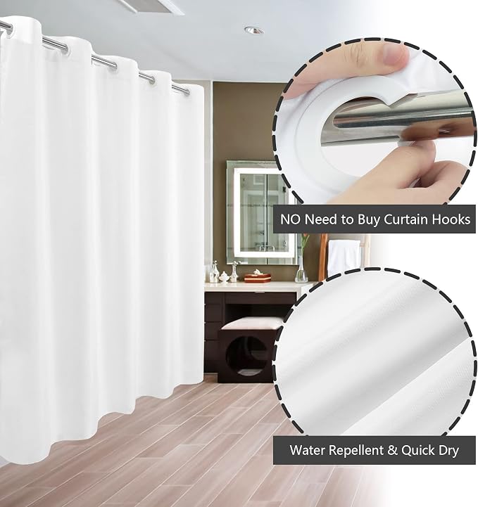 River Dream No Hook Long Shower Curtain or Liner Soft Microfiber - Image 2