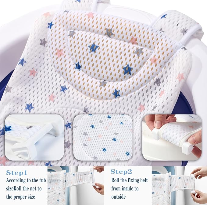 Baby Bath Seat Support Net Soft Headrest Baby Bath Cushion Pad, Breathable - Image 3