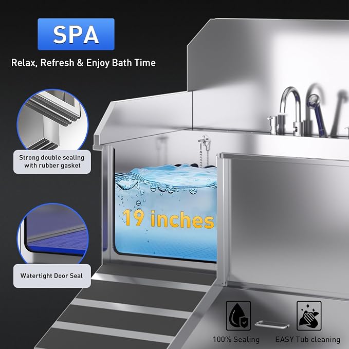 Dog Washing Station – 61 inch Professional 304 Stainless Steel Grooming Tub - Image 2