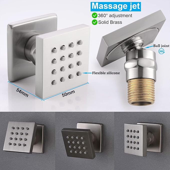 Thermostatic Shower System Brushed Nickel Shower Faucet Set, Four Modes Shower - Image 4