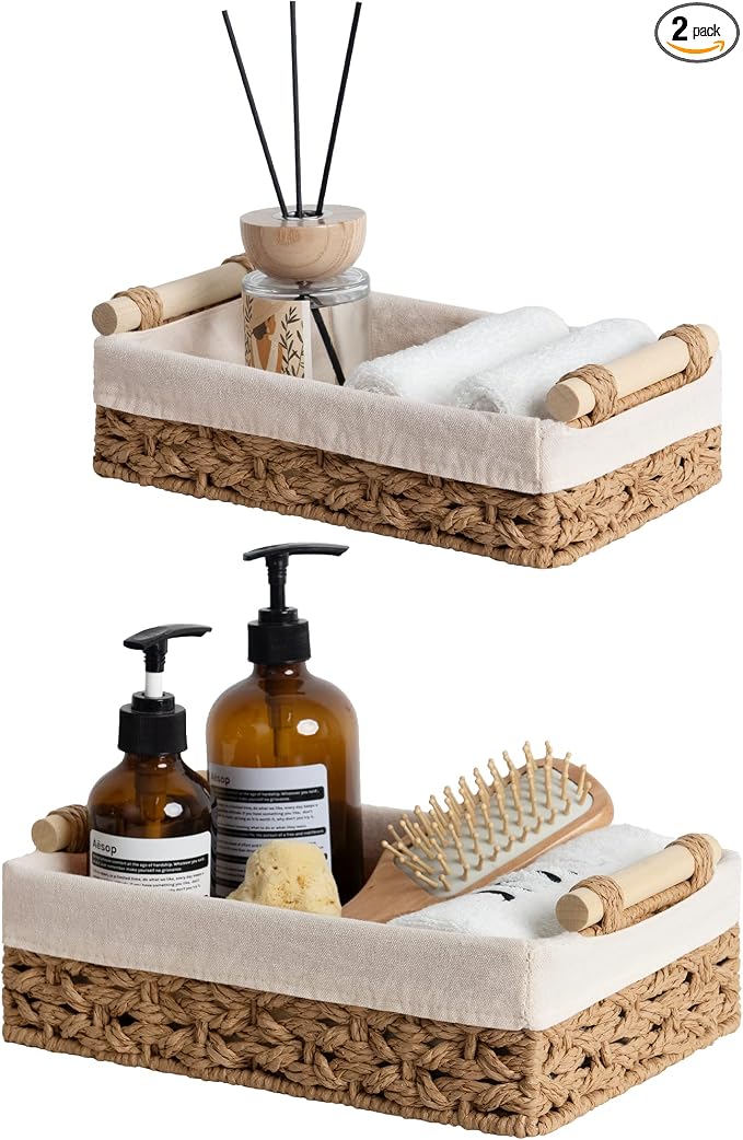 StorageWorks Bathroom Baskets for Organizing, Small Wicker Basket for Bathroom by StorageWorks