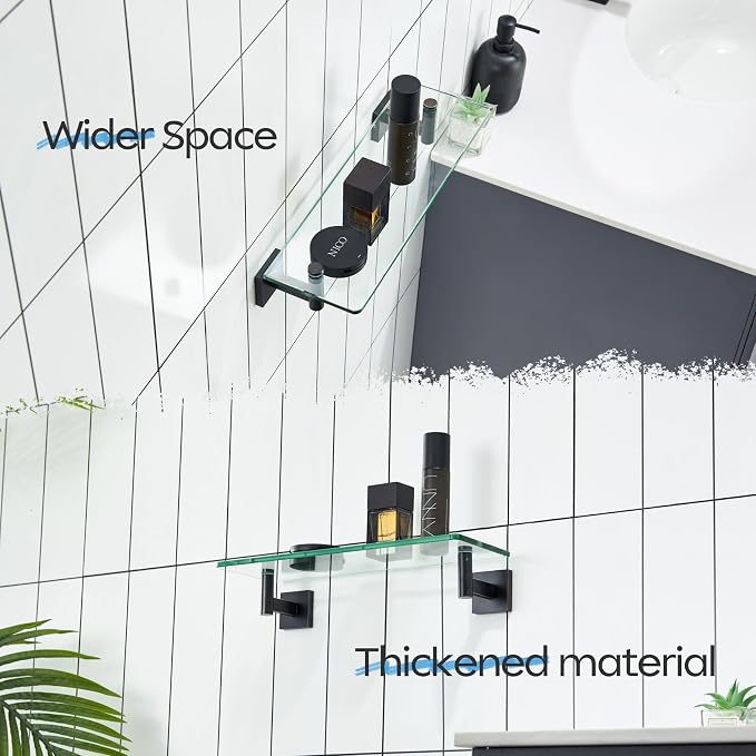 KOKOSIRI Wall Shelves Bathroom Hardware Glass Floating Shelf Small Hanging Rack - Image 6