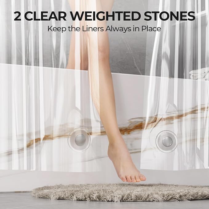 AmazerBath Stall Shower Curtain Liner 2 Pack, 36 x 72 Inches PEVA Plastic - Image 2