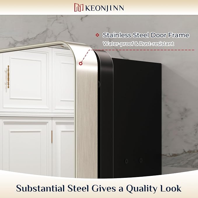 Keonjinn Brushed Nickel Medicine Cabinet - Image 4