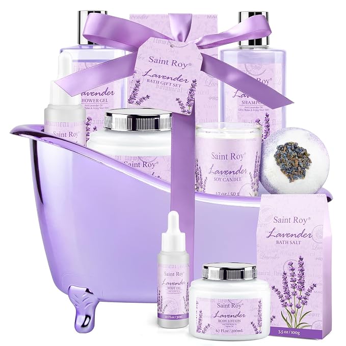Lavender scented gifts for mom Spa Gift Baskets for Woman by SaintRoy