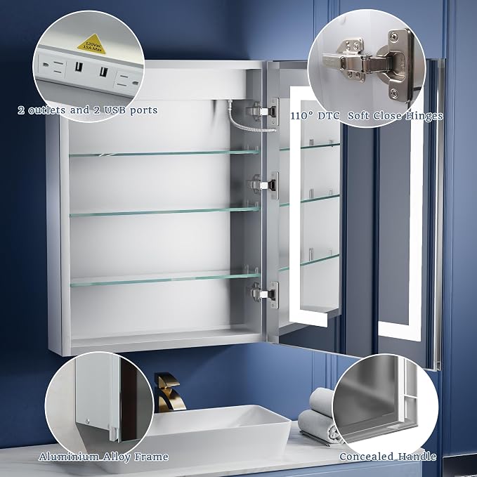 ExBrite LED Lighted Bathroom Medicine Cabinet - Image 4