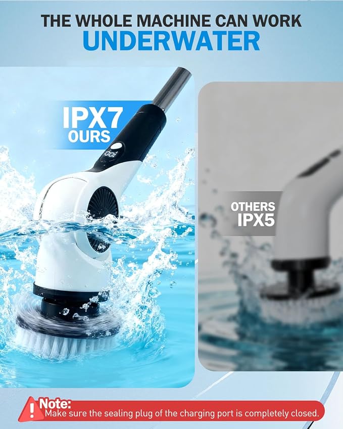 Electric Spin Scrubber, 3-Speed Cordless Shower Scrubber - Image 5