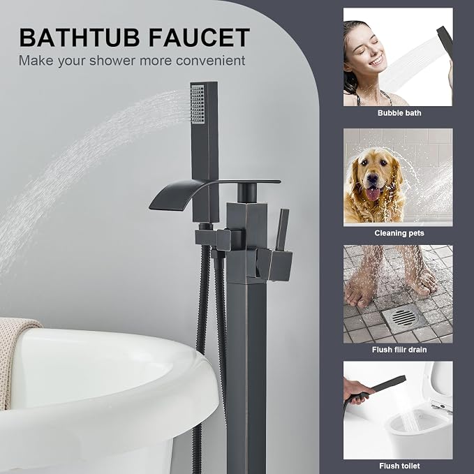 Senlesen Barthroom Tub Filler Faucet Floor Mounted Bathtub Shower Faucet - Image 3