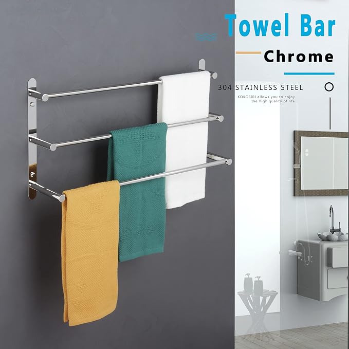 KOKOSIRI Bath Towel Bars Bathroom 3-Tiers Ladder Towel Rails Wall Mounted - Image 3