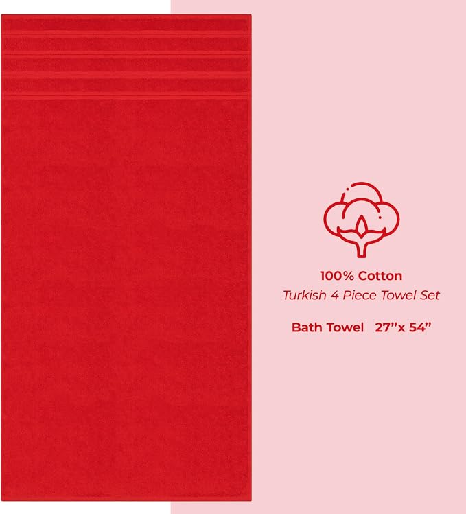 American Soft Linen Luxury 4 Piece Bath Towel Set, 600 GSM 100% Cotton Turkish - Image 5