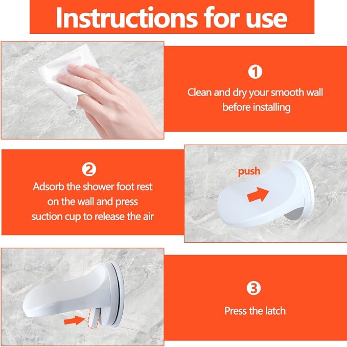 Shower Step - Shower Foot Rest for Shaving Legs, No-Hole Design, Strong Suction - Image 6