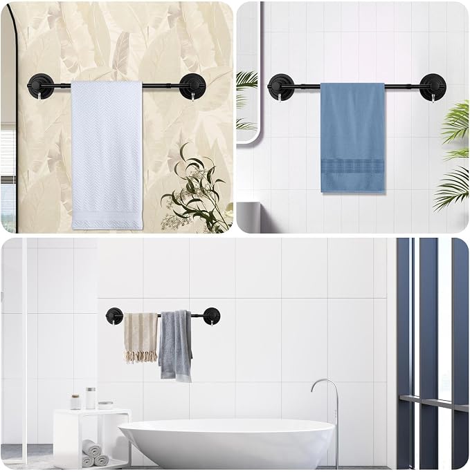 Suction Cup Towel Bar for Shower, 15.75''-25.6'' Adjustable Stainless Steel - Image 7