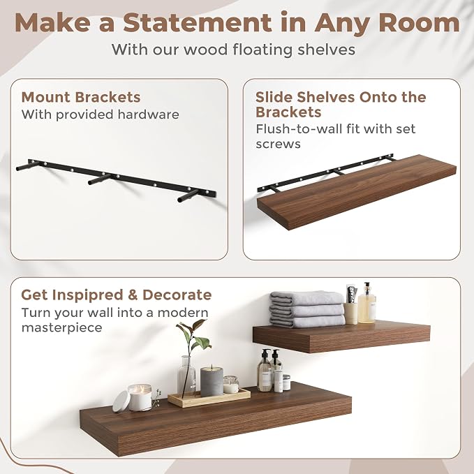 55 Inch Long Floating Shelves for Wall Set of 2, Easy Install Engineered Wood - Image 5