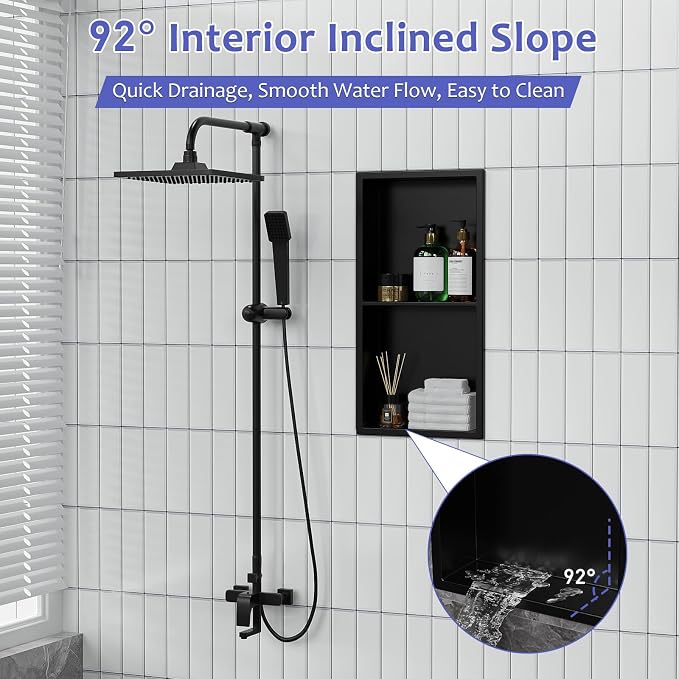 Shower Niche No Tile Needed, Recessed 2-Tier Wall Niche Shelf - Image 4