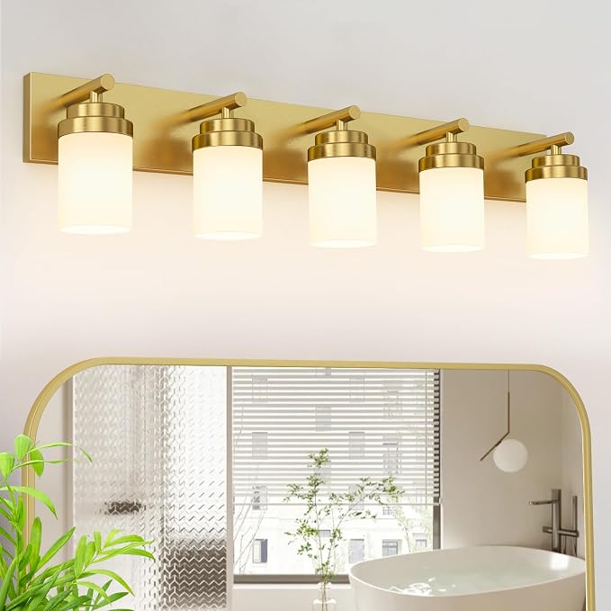 IZORRO Bathroom Vanity Light Fixture, 5-Light 36 Inch Gold Bathroom Light by IZORRO