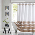 Extra Long Beige and White Striped Shower Curtain 72x84 Inches, Waterproof by BESTRIPES