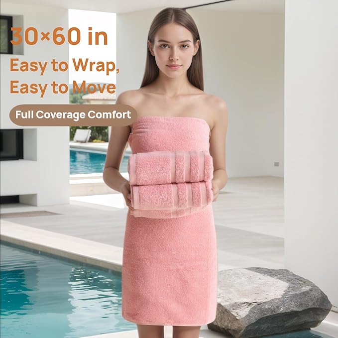 Cotton Bath Towel – Large 30x60 Inches, Thick & Absorbent Towel - Image 5