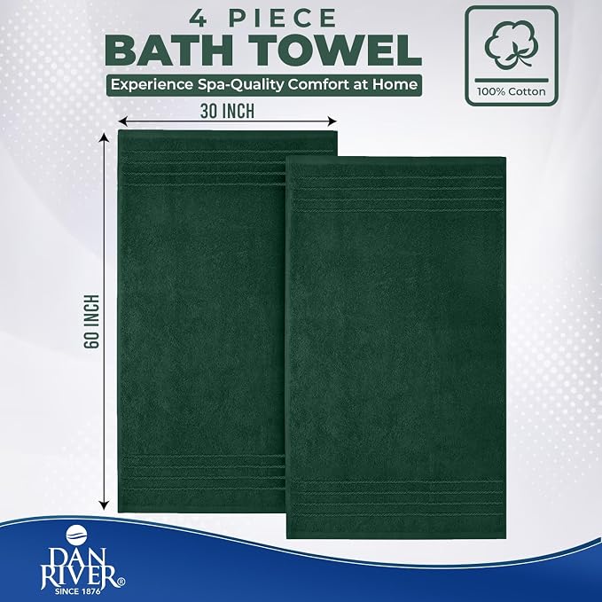 DAN River Extra Large Bath Towels Set of 4, 30 x 60 Inches - Image 3