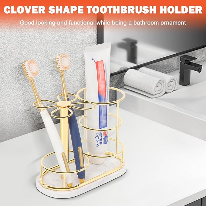 HarJue Toothbrush Holder Stand for Bathroom, Metal Toothbrush Organizer - Image 3