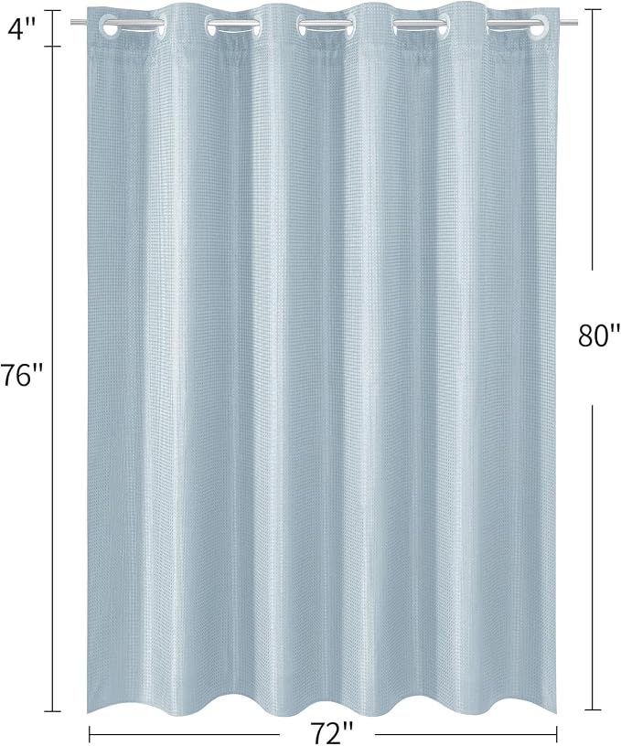 MitoVilla Blue Long Shower Curtain Liner Set 72 x 80, No Hooks Needed 80 inch - Image 7
