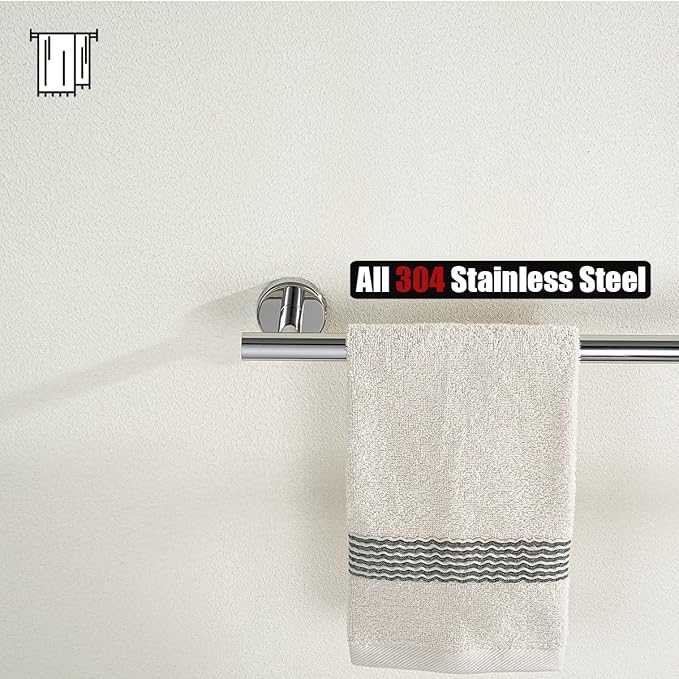 JQK Chrome Bath Towel Bar, 33 Inch 304 Stainless Steel Thicken 0.8mm Towel Rack - Image 7