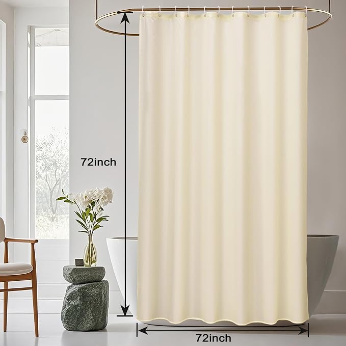 AooHome Hotel Shower Curtain Liner, Fabric Beige Standard Shower Curtain - Image 7