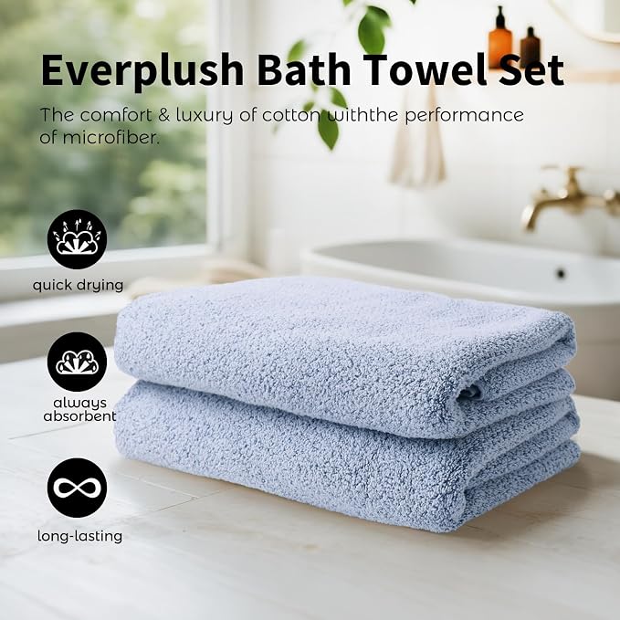 Everplush Diamond Collection 6-Piece Bath Sheet Towel Set, Soft Plush Jacquard - Image 2