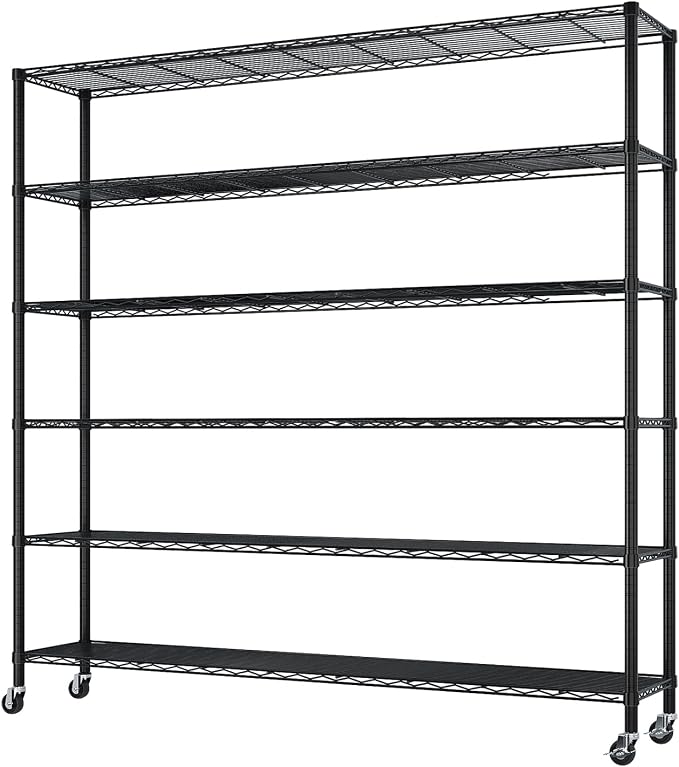 6 Tier Storage Racks Shelving, Heavy Steel Pantry Shelves, Adjustable Wire - Image 3