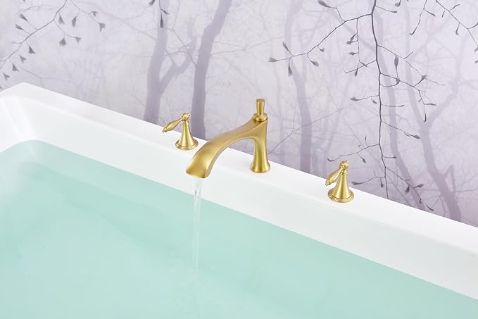 SITGES Antique-Inspired Brass Bathtub Faucet, 2-Handle Medium Arc Roman Tub - Image 4
