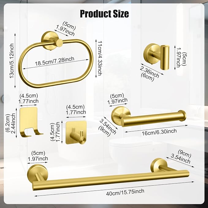 Bathroom Hardware Set, Toilet Paper Holders, Towel Rings, Robe Towel Hooks - Image 2