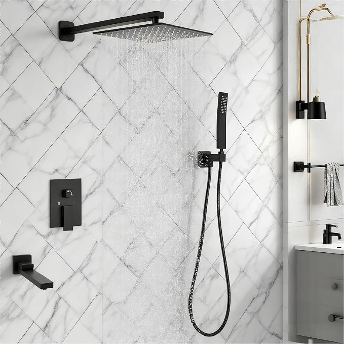 10 inch Square Shower Head and Handheld Set, Gasecoet Shower System - Image 2