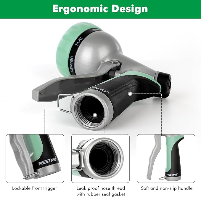 RESTMO Garden Hose Nozzle, Heavy Duty Metal Water Hose Nozzle - Image 5