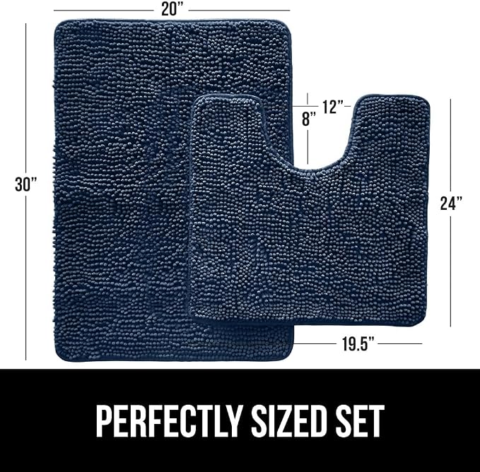 GORILLA GRIP Bathroom Rug Sets, Soft Chenille 2 Piece Area Rugs Set, Toilet - Image 2