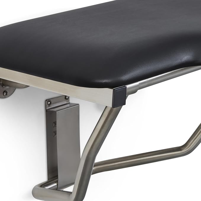 26" x 22.5" Black Padded Cushion Wall Mount Folding Left-Handed Transfer Bench - Image 3