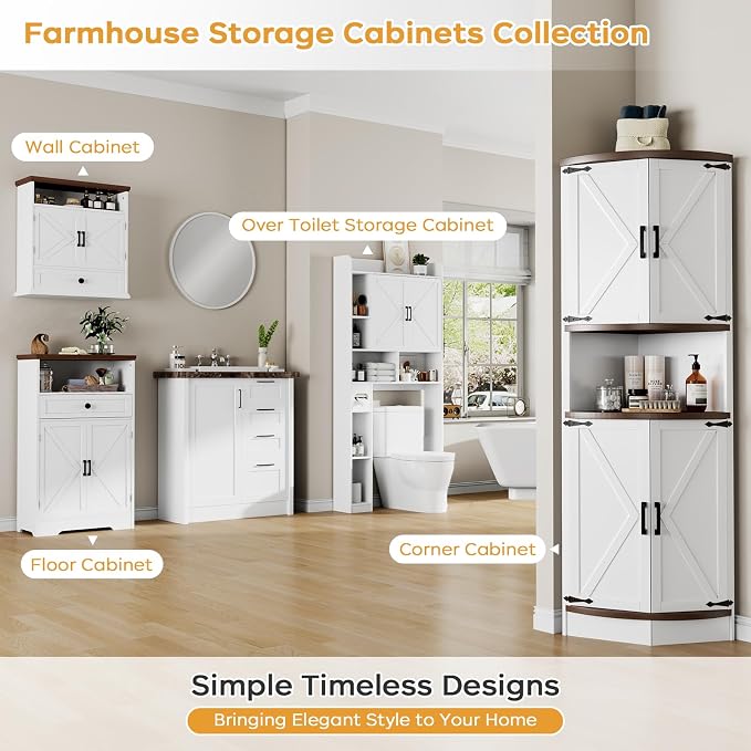 Bathroom Wall Cabinet, Farmhouse Wall Mounted Medicine Cabinet - Image 6