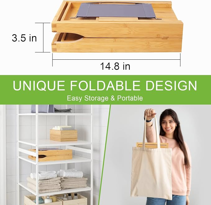 Artmalle Bathtub Caddy Tray for Tub, Foldable Bamboo Bath Table Tray - Image 4
