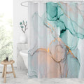 Gibelle Long Fabric Shower Curtain 72 x 78, Tall Abstract Grey Teal Marble by Gibelle