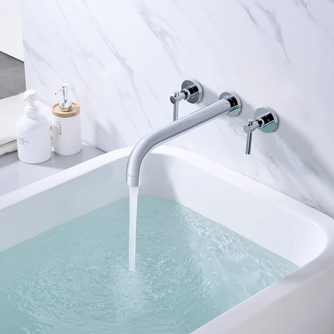 sumerain Bathroom Wall Mount Bath Tub Faucet, Extra Long Spout - Image 4