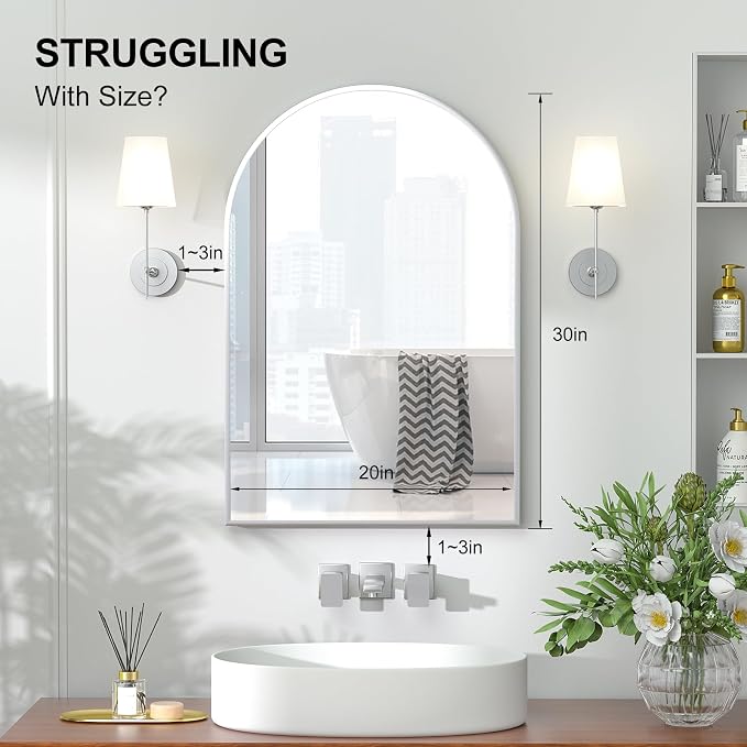 Recessed Medicine Cabinet for Bathroom, Brushed Nickel Arched Medicine Cabinet - Image 6