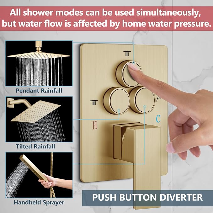 Aolemi Shower Faucet Set Ceiling Mount Shower System Rough-in Valve and Shower - Image 2