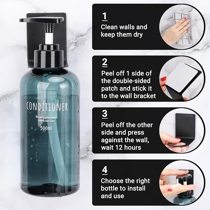 Segbeauty Adhesive Bottle Holder, Rustproof Shampoo and Conditioner Dispenser - Image 4