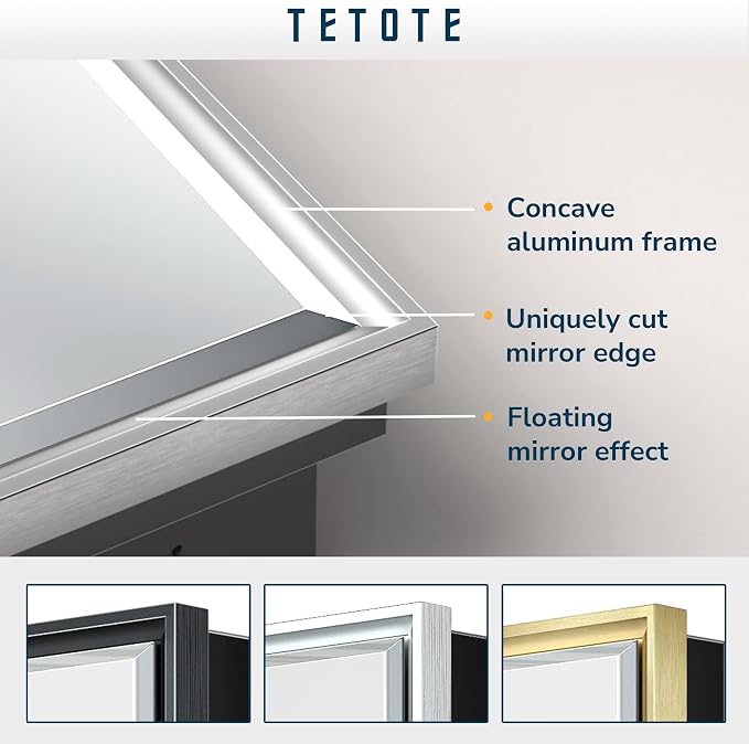 TETOTE Medicine Cabinet with Mirror 17 x 25 Inch Brushed Silver - Image 4