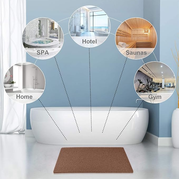 godehone Shower Mats Non Slip Without Suction Cups, PVC Loofah Bathroom Mats - Image 6