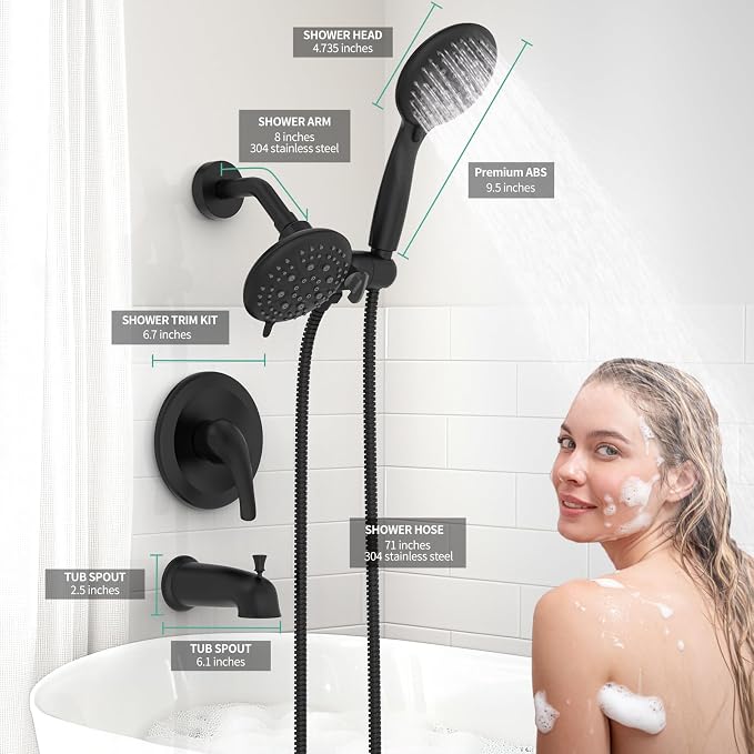 SR SUN RISE Shower System with Tub Spout, 35-Function Dual 2-in-1 Tub and - Image 3