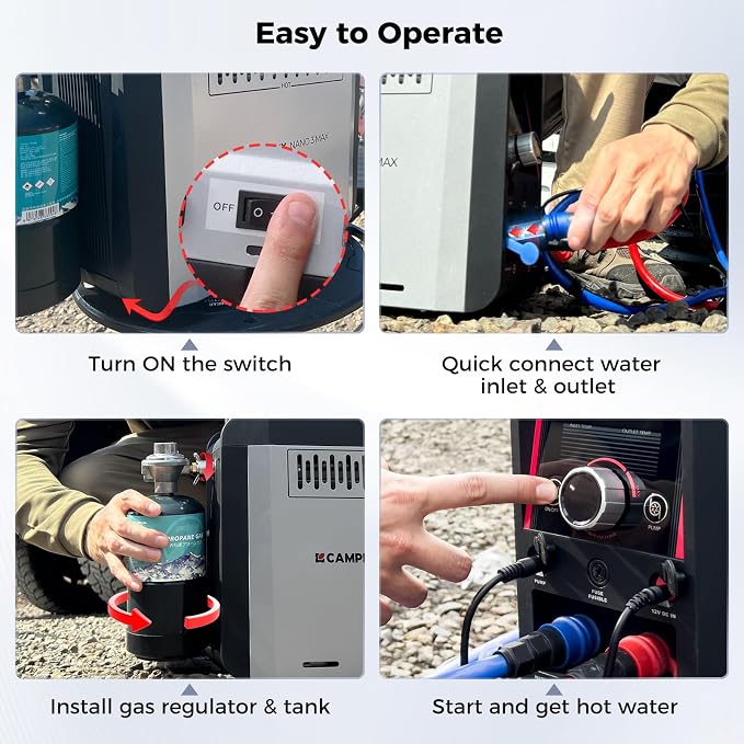 CAMPLUX Nano 3 Max, Portable Propane Water Heater & Shower Pump, Rechargeable - Image 7