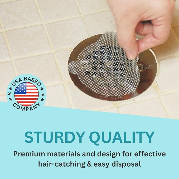 100 Pack, Disposable Shower Drain Hair Catcher Mesh Stickers - Image 2