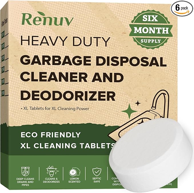 Renuv Garbage Disposal Cleaner and Deodorizer Tablets Drain Freshener, by Renuv