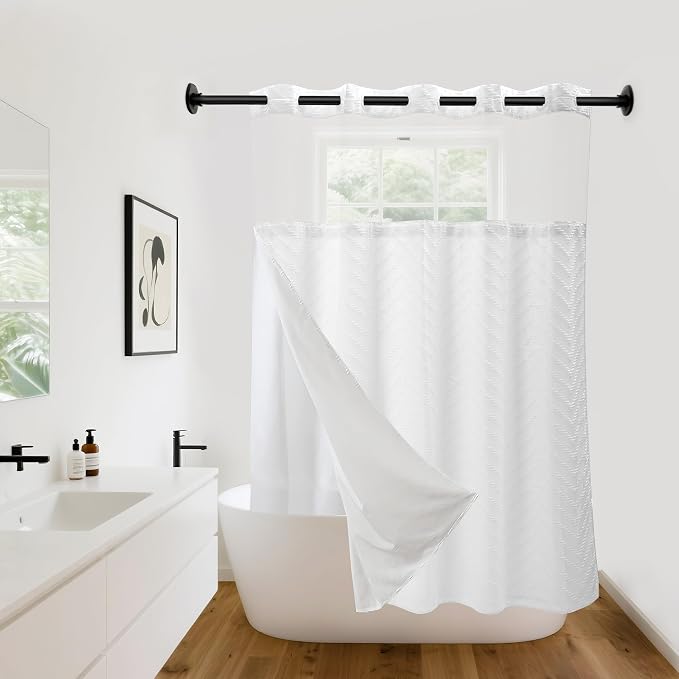 Hookless Shower Curtain with Snap in Liner 71" x 86" Double-Layer Waterproof by %EF%BC%B9%EF%BC%A7%EF%BC%A8%EF%BC%BA%EF%BC%B9%EF%BC%A7