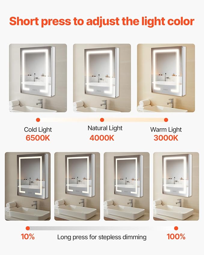 VEVOR Lighted Medicine Cabinet - Image 3