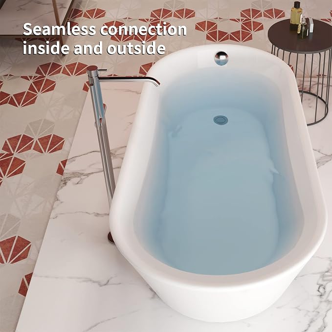 69" Acrylic Freestanding Bathtub, Single Slipper Free Standing Tub, Soaking Tub - Image 6
